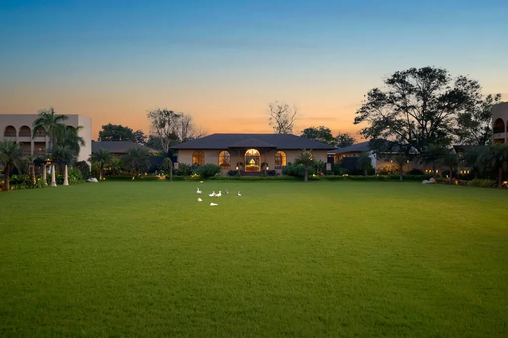 Wide lawns at dusk