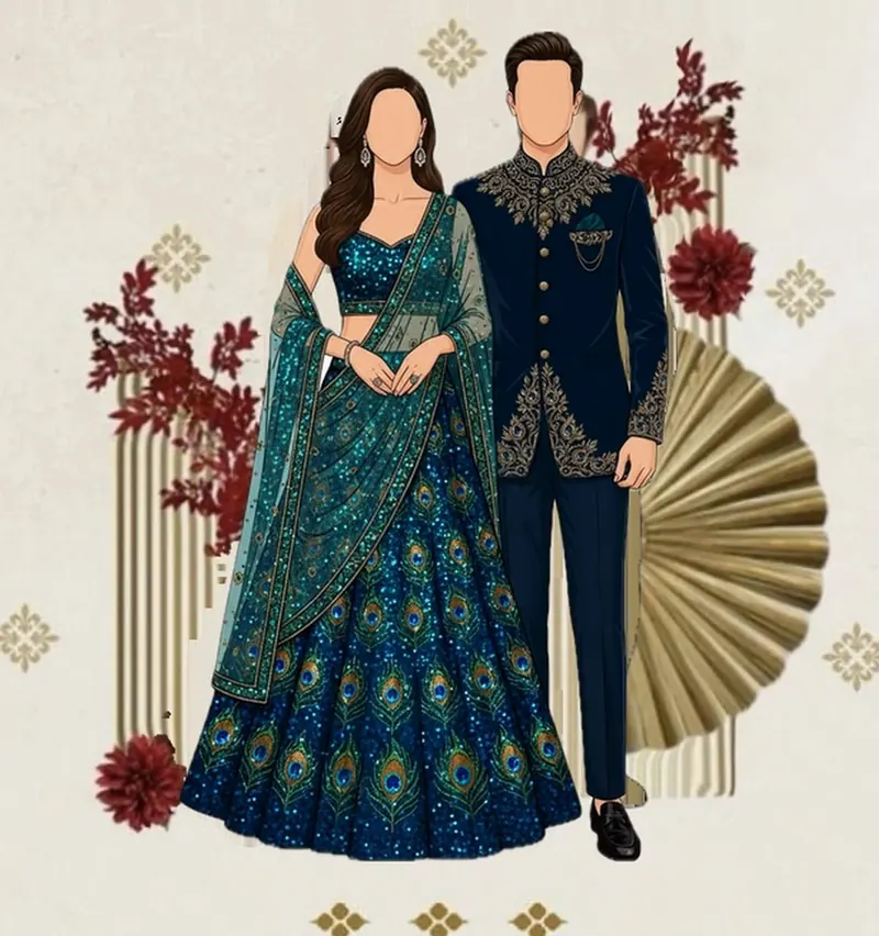 Illustrated outfit guide for Sangeet